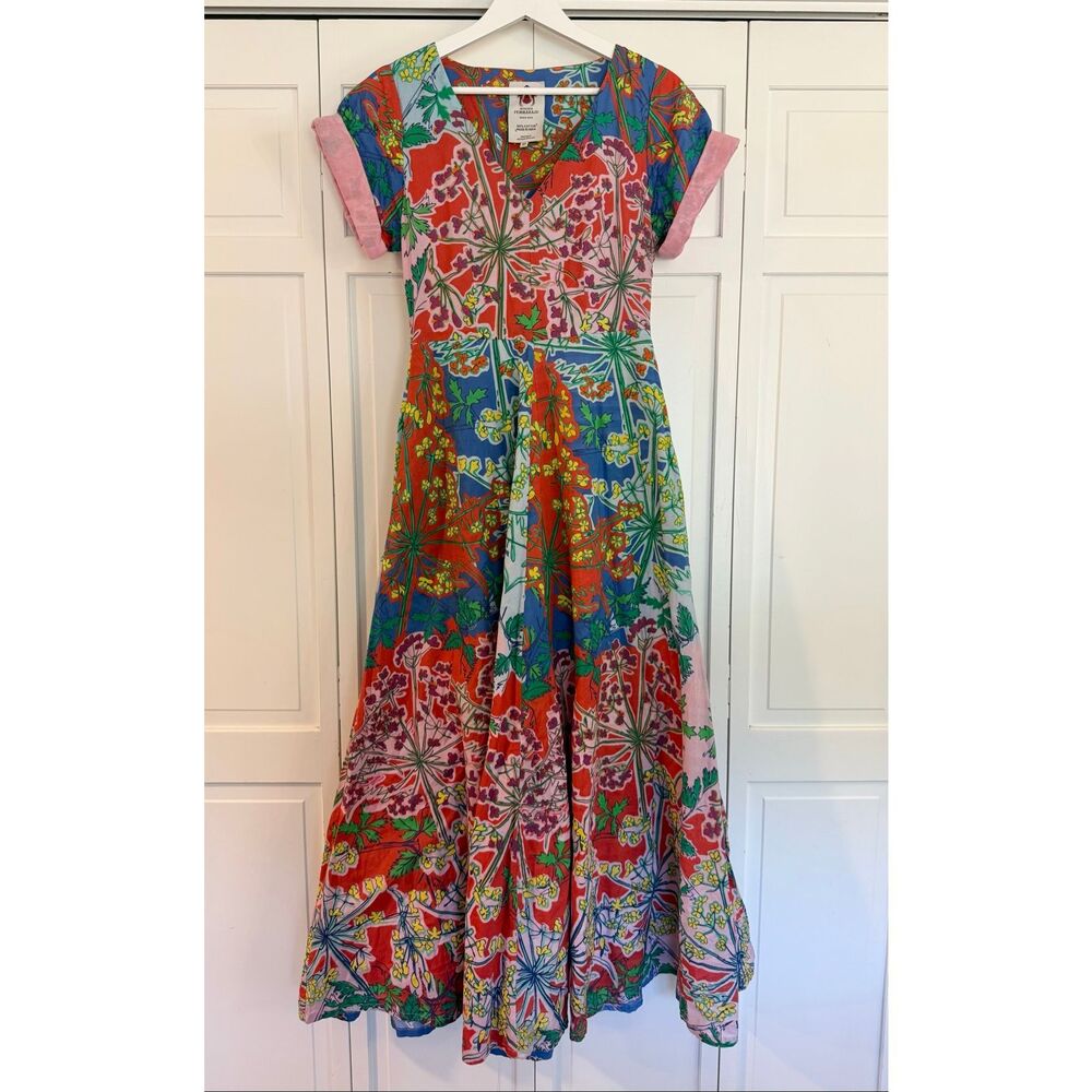 Anthropologie Roopa Pemmaraju Amandine cotton colorful double lined dress size s - Picture 3 of 10